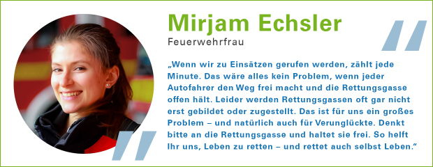 Portrait und Zitat Mirjam Echsler, Feuerwehrfrau