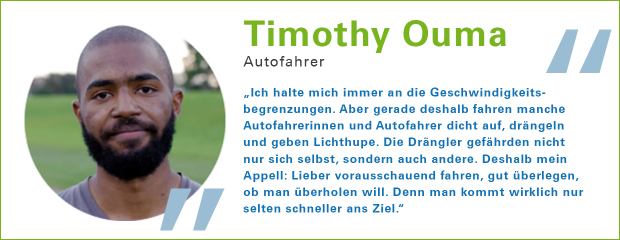 Portait und Zitat Timothy Ouma Autofahrer